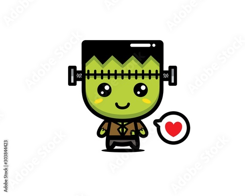 cute frankenstein vector cartoon design photo