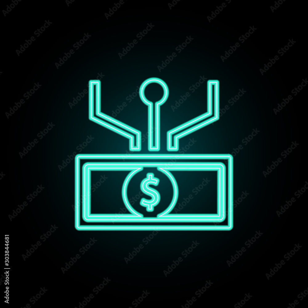 Money and communication neon icon. Simple thin line, outline vector of banking icons for ui and ux, website or mobile application Money and communication neon icon. Simple thin line, outline vector of banking icons for ui and ux, website or mobile application