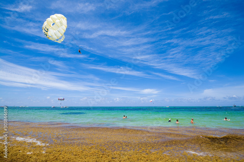 Parasail wing flying over t...