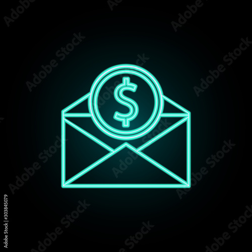 Envelope and coin neon icon. Simple thin line, outline vector of banking icons for ui and ux, website or mobile application