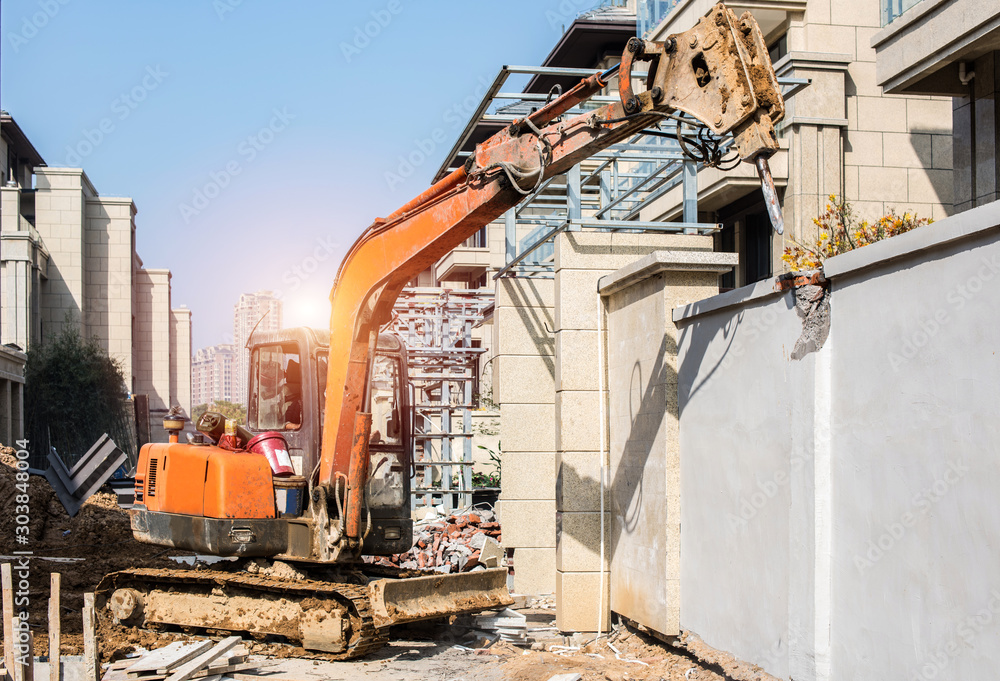 excavator on construction site excavator on construction site