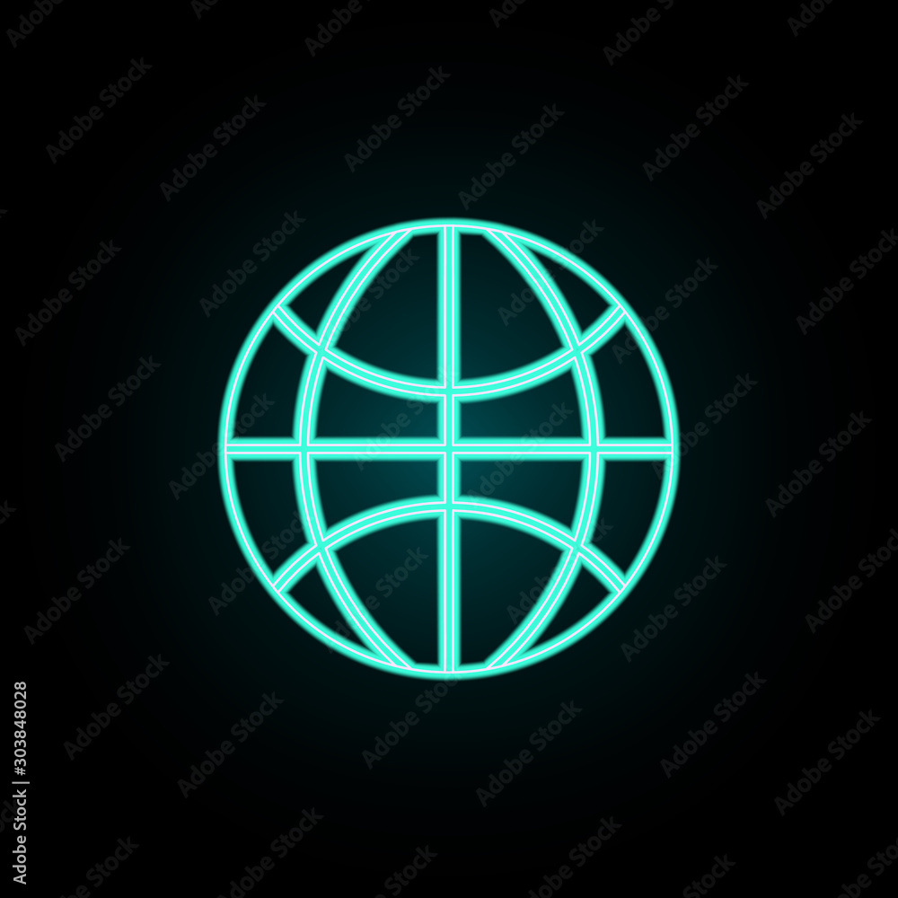 Globe neon icon. Simple thin line, outline vector of web icons for ui and ux, website or mobile application Globe neon icon. Simple thin line, outline vector of web icons for ui and ux, website or mobile application