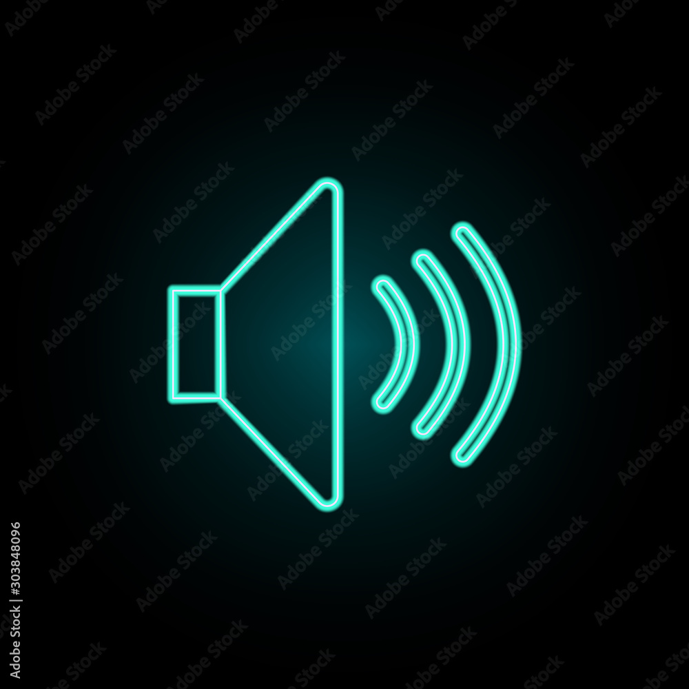 Sound neon icon. Simple thin line, outline vector of web icons for ui and ux, website or mobile application Sound neon icon. Simple thin line, outline vector of web icons for ui and ux, website or mobile application