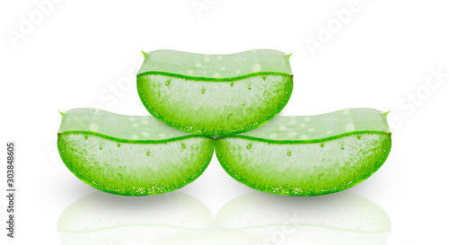 Aloe vera sliced isolated on white background with clipping path