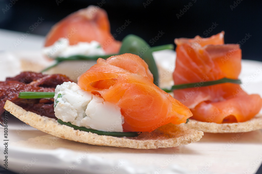 still life with soft cheese and red fish still life with soft cheese and red fish