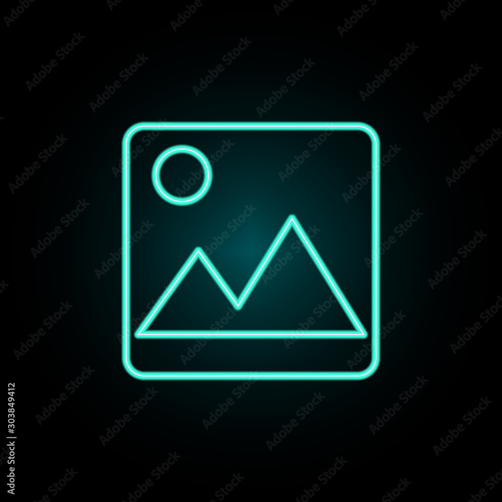 Photo gallery sign neon icon. Simple thin line, outline vector of web icons for ui and ux, website or mobile application Photo gallery sign neon icon. Simple thin line, outline vector of web icons for ui and ux, website or mobile application
