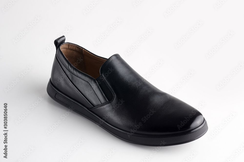 Men fashion black shoe loafer isolated on a white background. Men fashion black shoe loafer isolated on a white background.