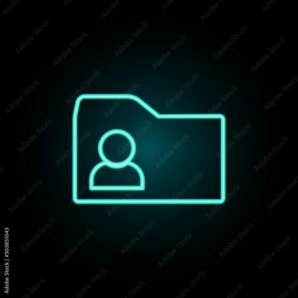 Folder with contacts neon icon. Simple thin line, outline vector of web icons for ui and ux, website or mobile application Folder with contacts neon icon. Simple thin line, outline vector of web icons for ui and ux, website or mobile application