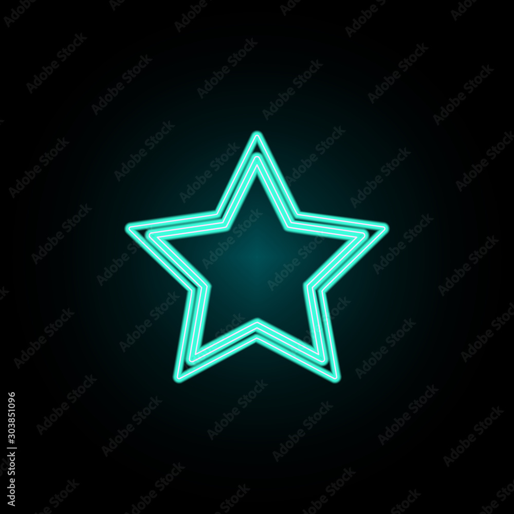 Five-pointed star neon icon. Simple thin line, outline vector of web icons for ui and ux, website or mobile application Five-pointed star neon icon. Simple thin line, outline vector of web icons for ui and ux, website or mobile application