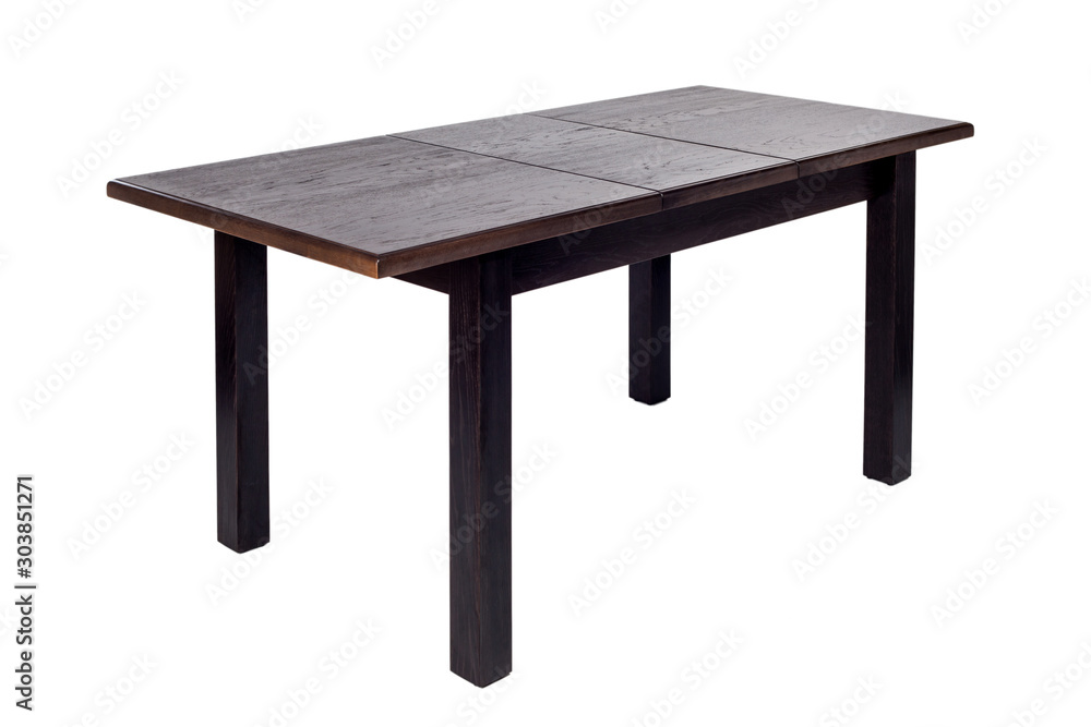 Wooden modern table isolated on white background. Kitchen dining table. Wooden modern table isolated on white background. Kitchen dining table.