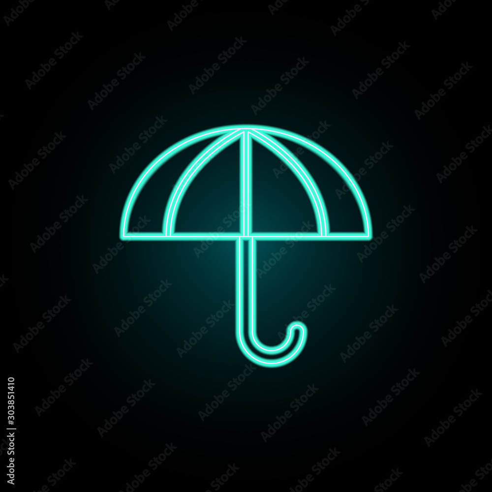 Umbrella neon icon. Simple thin line, outline vector of web icons for ui and ux, website or mobile application Umbrella neon icon. Simple thin line, outline vector of web icons for ui and ux, website or mobile application