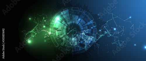 Abstract technology background with plexus effect. Vector illustration.