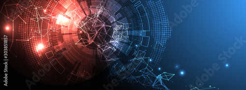 Abstract technology background with plexus effect. Vector illustration.
