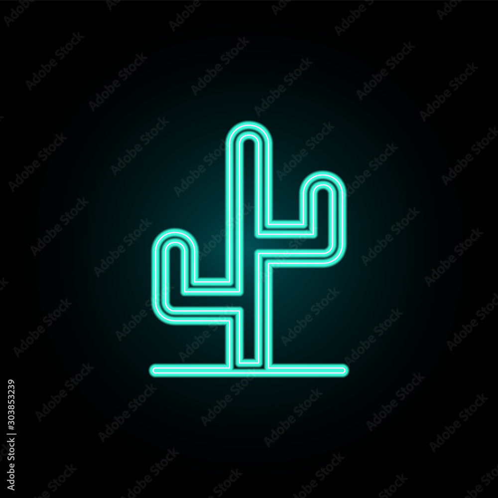 Cactus neon icon. Simple thin line, outline vector of web icons for ui and ux, website or mobile application Cactus neon icon. Simple thin line, outline vector of web icons for ui and ux, website or mobile application
