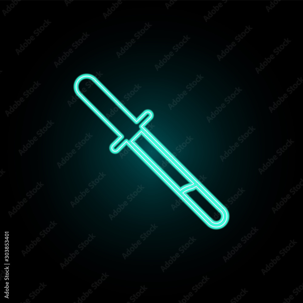 Pipette neon icon. Simple thin line, outline vector of web icons for ui and ux, website or mobile application Pipette neon icon. Simple thin line, outline vector of web icons for ui and ux, website or mobile application