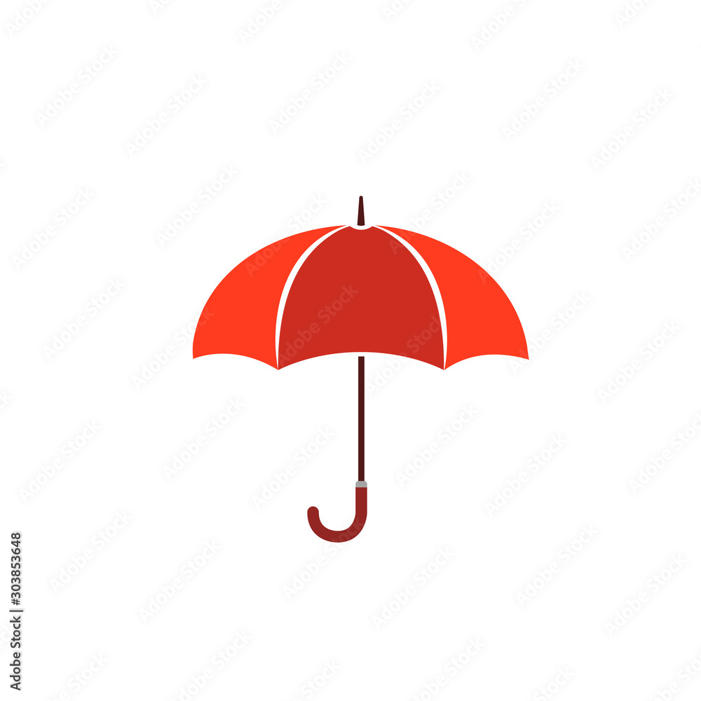 Red umbrella isolated on white. Flat cartoon style vector illustration Red umbrella isolated on white. Flat cartoon style vector illustration