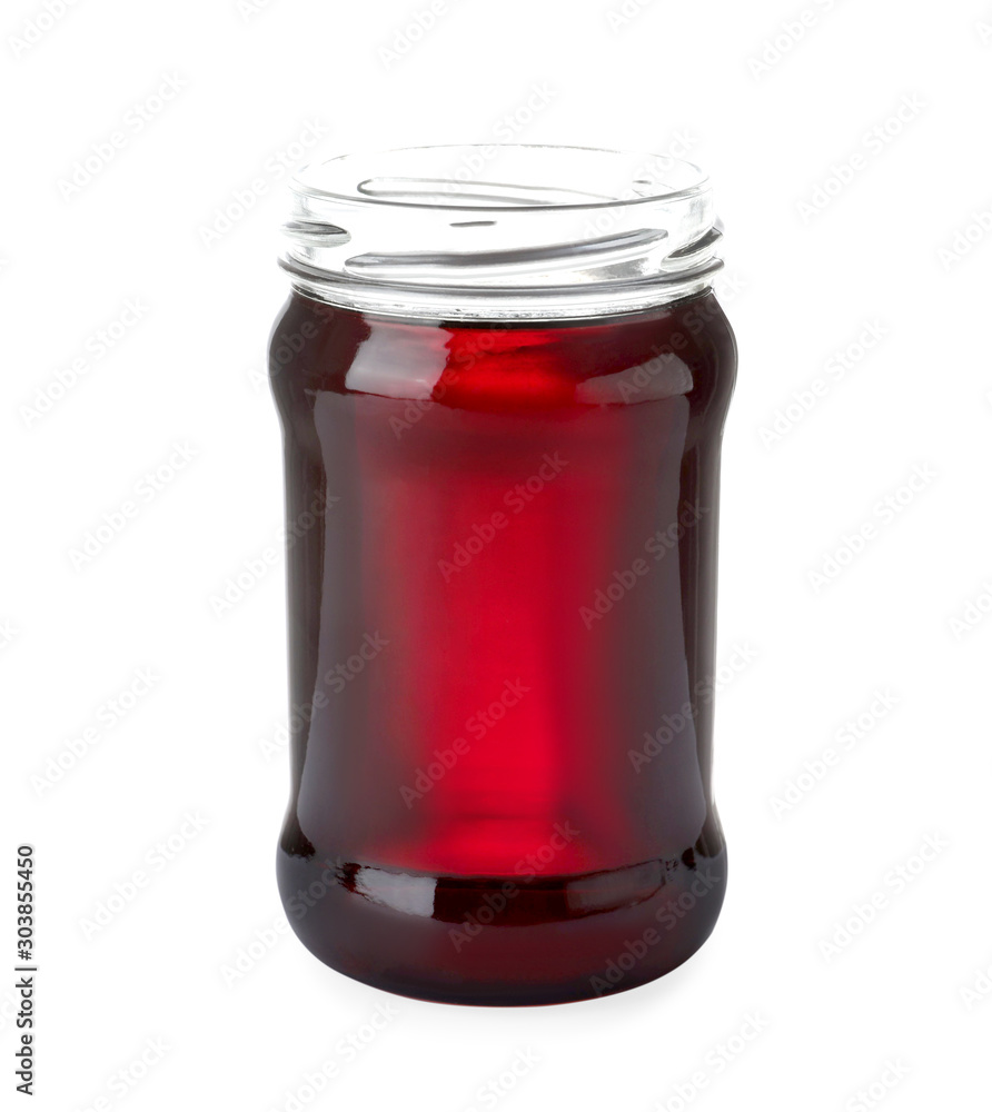 Jar with organic honey isolated on white Jar with organic honey isolated on white