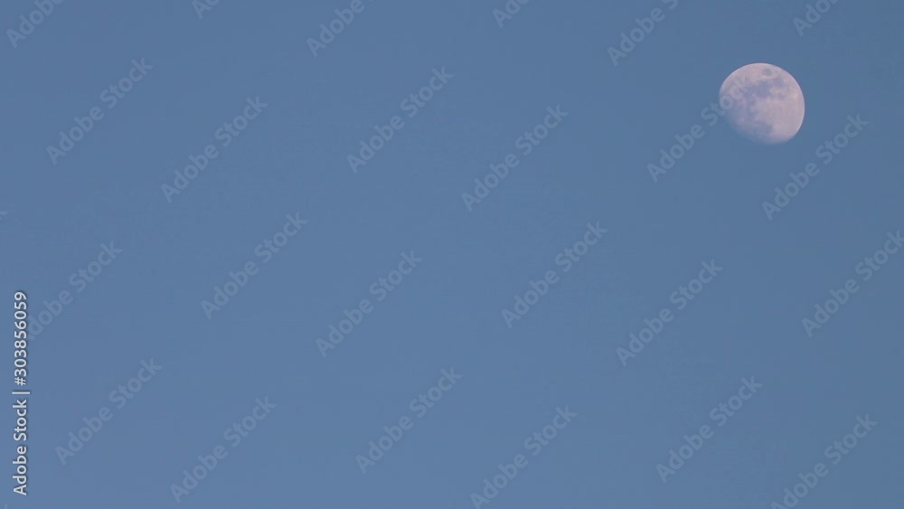 Moon in Blue Sky Right Of Frame Moon in Blue Sky Right Of Frame