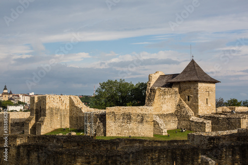 Canvas Print Panoramic view to ancient royal fortress of Suceava in Romania