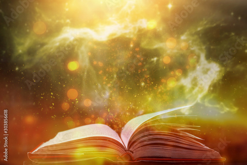 Photography Bewitched Book With Magic Glows In The Darkness
