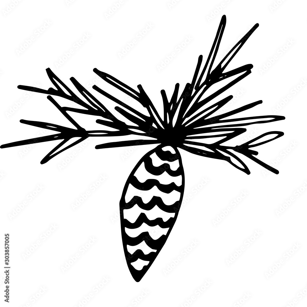 illustration of a christmas tree branch with a cone illustration of a christmas tree branch with a cone