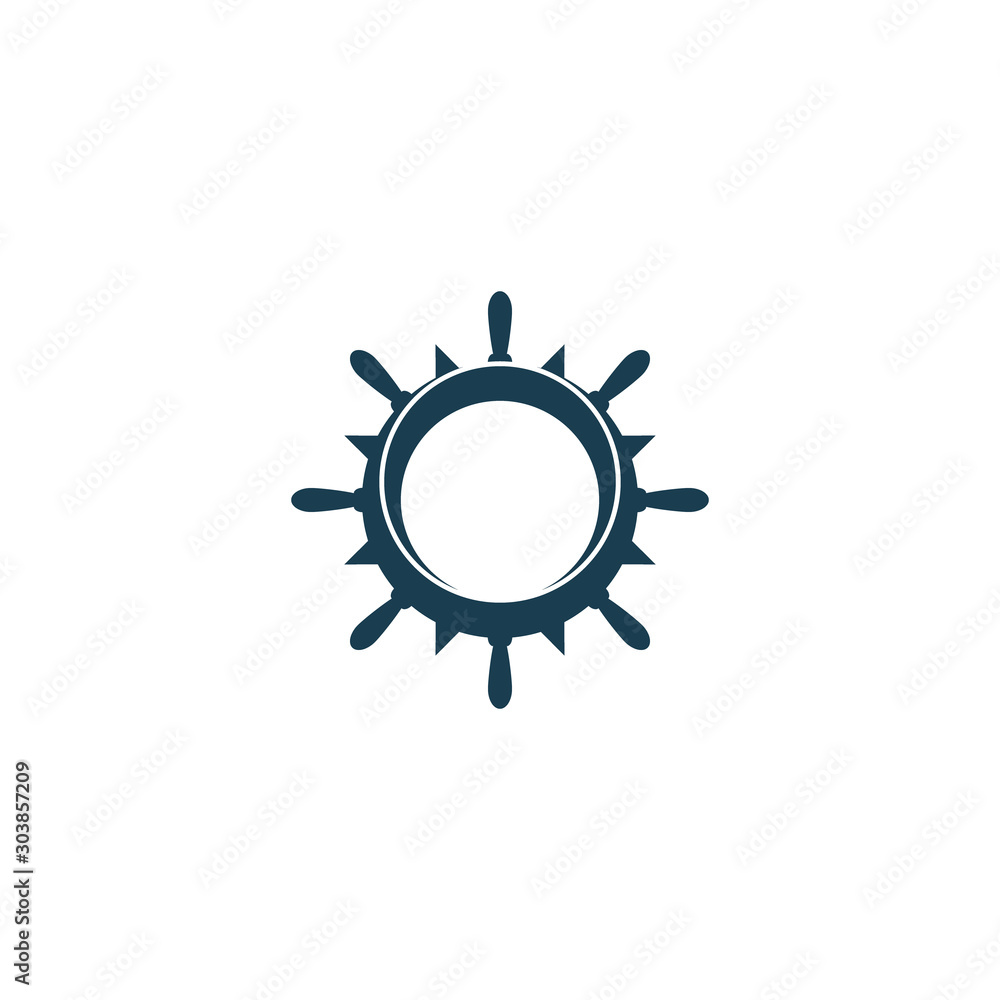 Ship wheel steering symbol vector icon Ship wheel steering symbol vector icon