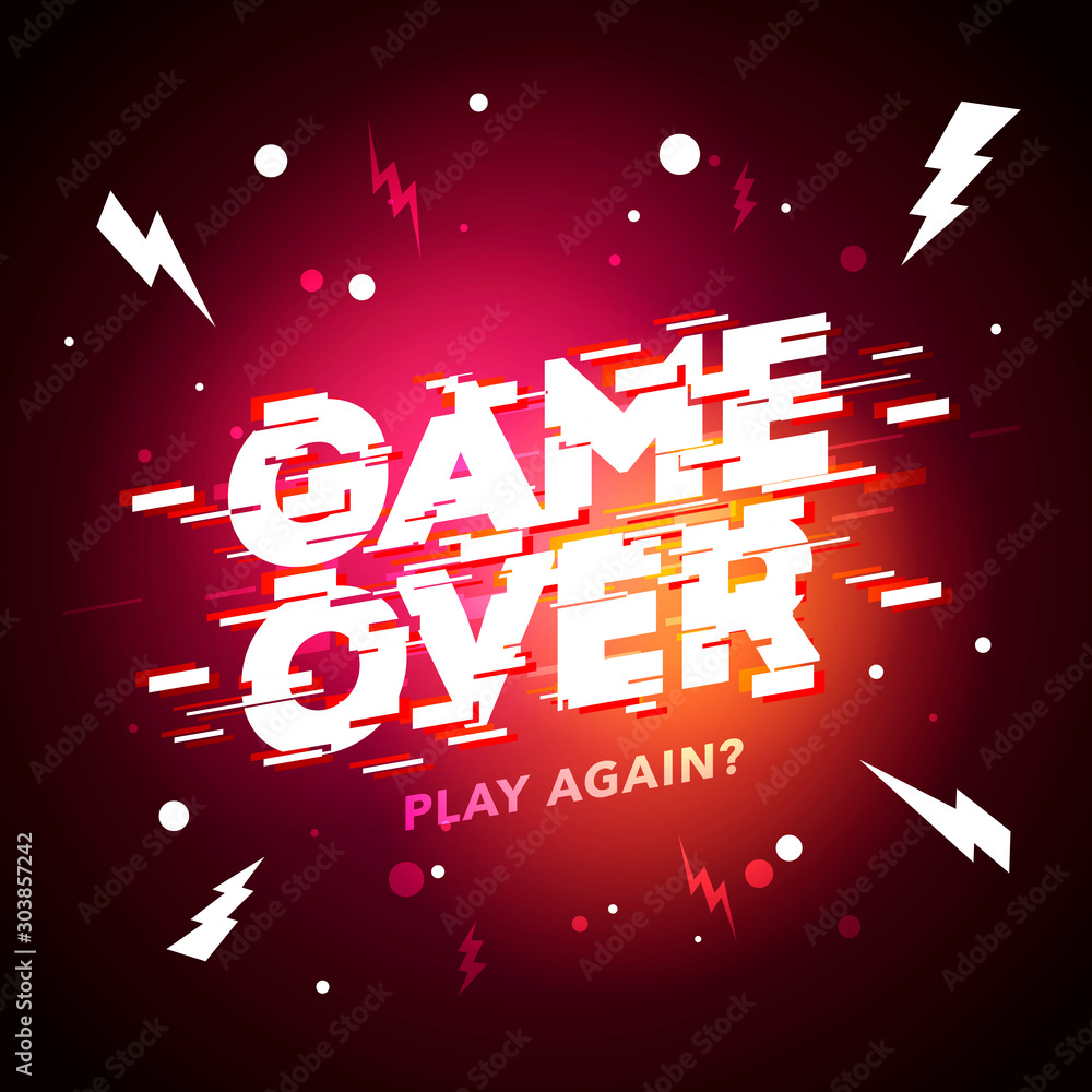 Fotografie Vector Illustration Game Over Sign With Glitch Effect.
