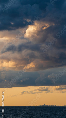 Dramatic sunset over water