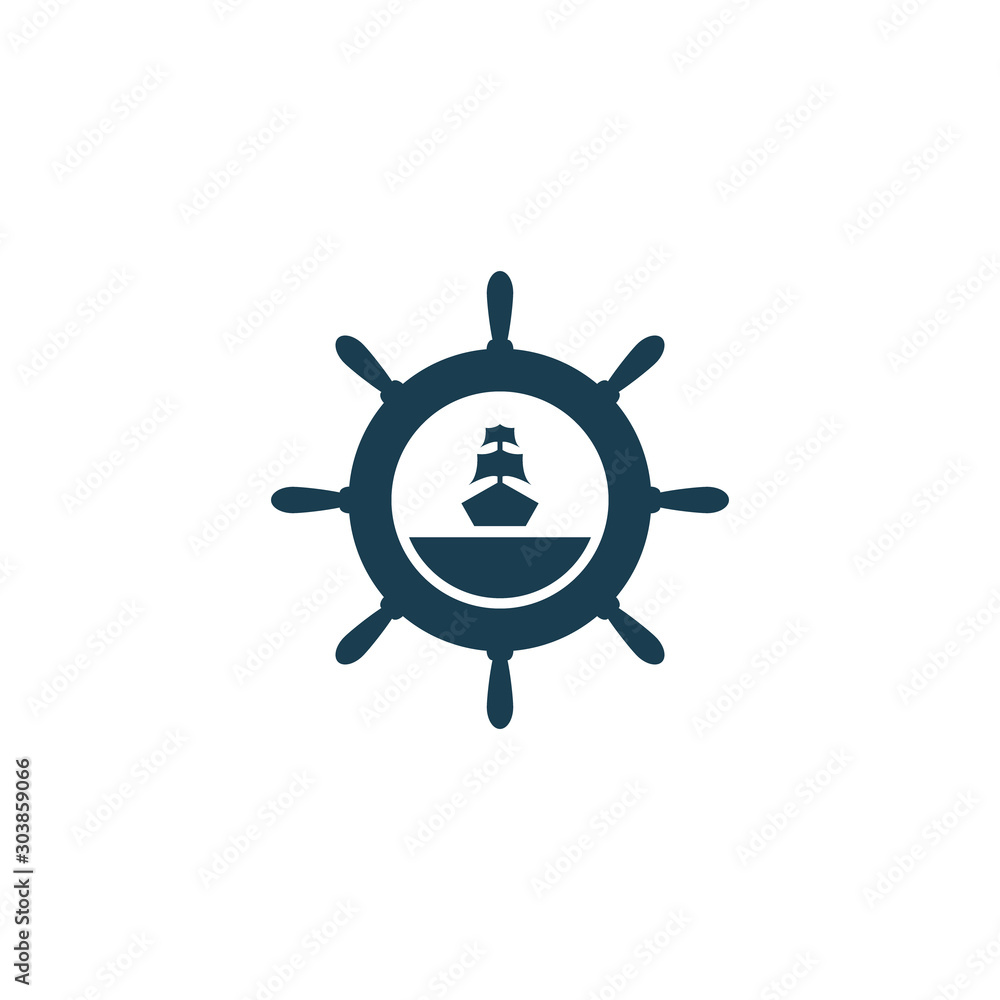 Ship wheel steering symbol vector icon Ship wheel steering symbol vector icon