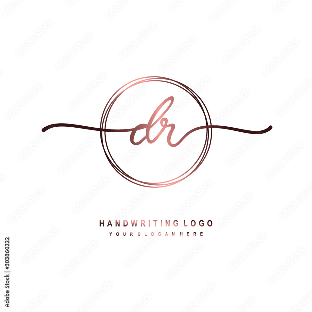 DR Initial handwriting logo design with circle lines dark pink gradation color. handwritten logo for fashion, beauty, team, wedding, luxury logo DR Initial handwriting logo design with circle lines dark pink gradation color. handwritten logo for fashion, beauty, team, wedding, luxury logo