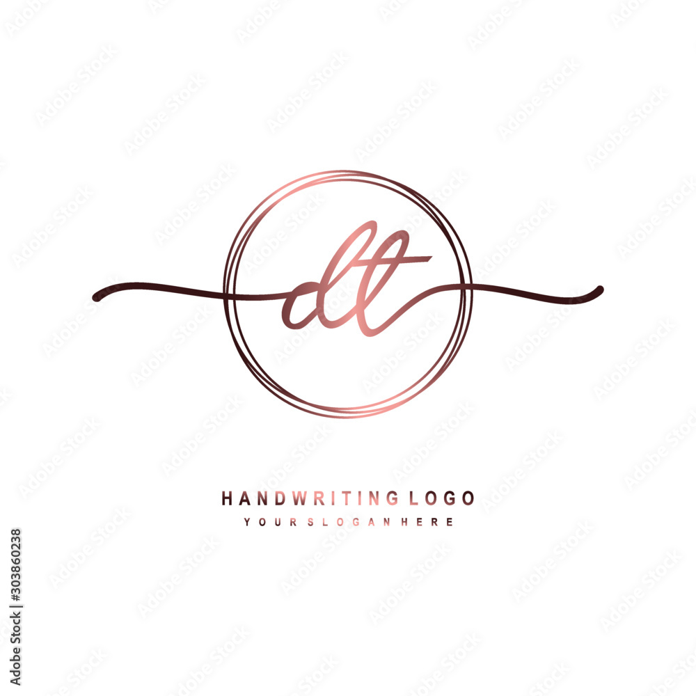 DT Initial handwriting logo design with circle lines dark pink gradation color. handwritten logo for fashion, beauty, team, wedding, luxury logo DT Initial handwriting logo design with circle lines dark pink gradation color. handwritten logo for fashion, beauty, team, wedding, luxury logo