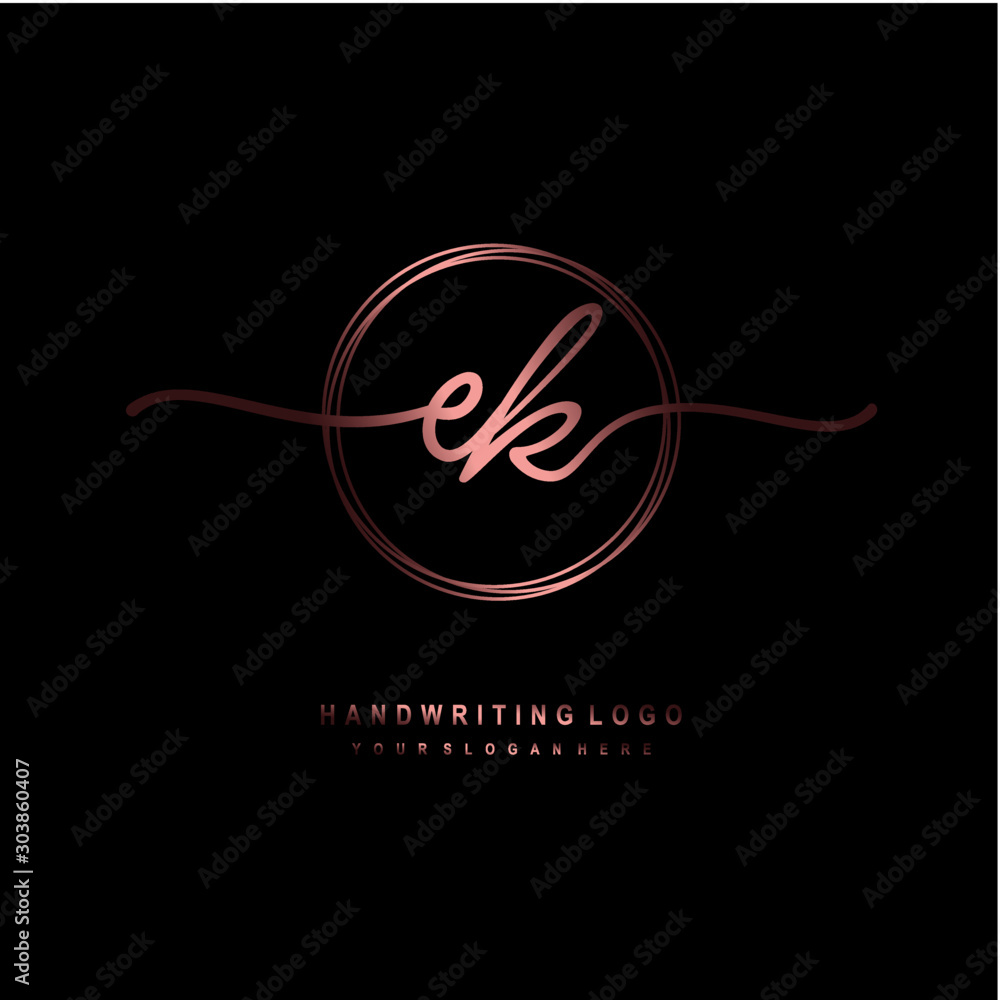 EK Initial handwriting logo design with circle lines dark pink gradation color. handwritten logo for fashion, beauty, team, wedding, luxury logo EK Initial handwriting logo design with circle lines dark pink gradation color. handwritten logo for fashion, beauty, team, wedding, luxury logo