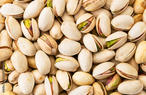 Pistachios background. The view of the top.