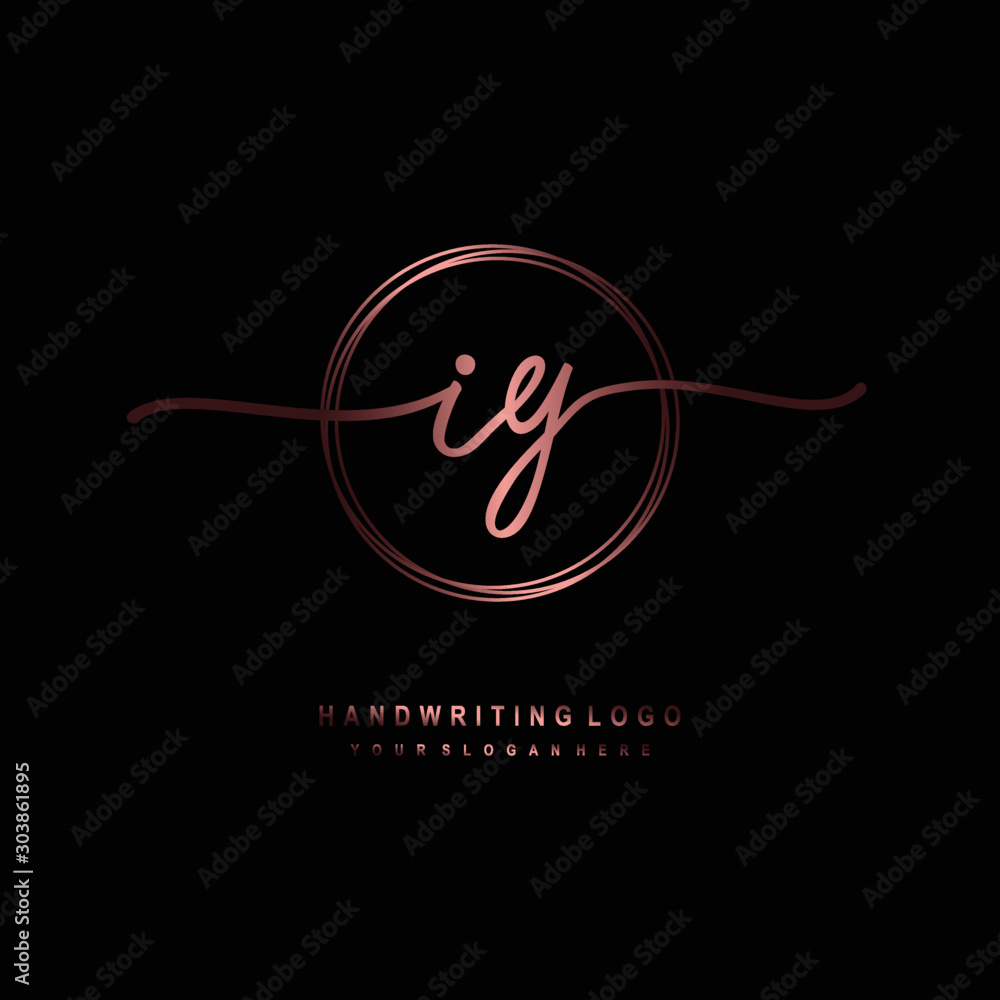 IY Initial handwriting logo design with circle lines dark pink gradation color. handwritten logo for fashion, beauty, team, wedding, luxury logo IY Initial handwriting logo design with circle lines dark pink gradation color. handwritten logo for fashion, beauty, team, wedding, luxury logo