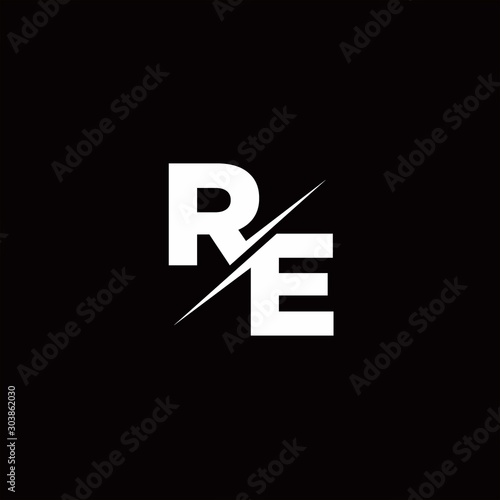RE Logo Letter Monogram Slash with Modern logo designs template