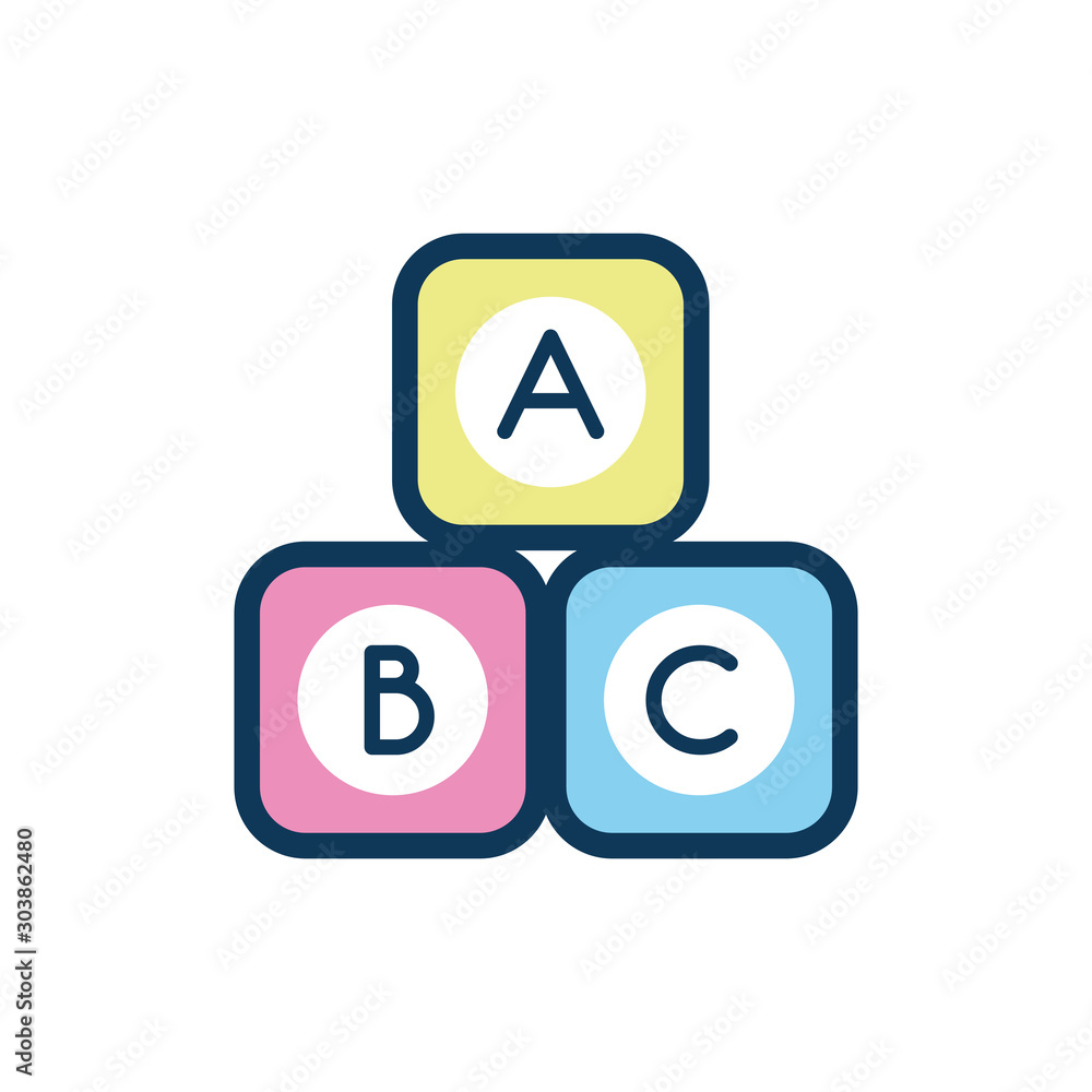 alphabet blocks child toy fill style icon alphabet blocks child toy fill style icon