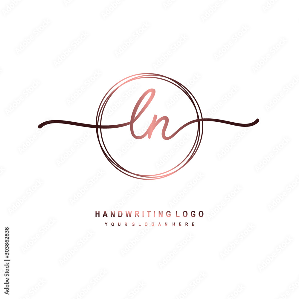 LN Initial handwriting logo design with circle lines dark pink gradation color. handwritten logo for fashion, beauty, team, wedding, luxury logo LN Initial handwriting logo design with circle lines dark pink gradation color. handwritten logo for fashion, beauty, team, wedding, luxury logo
