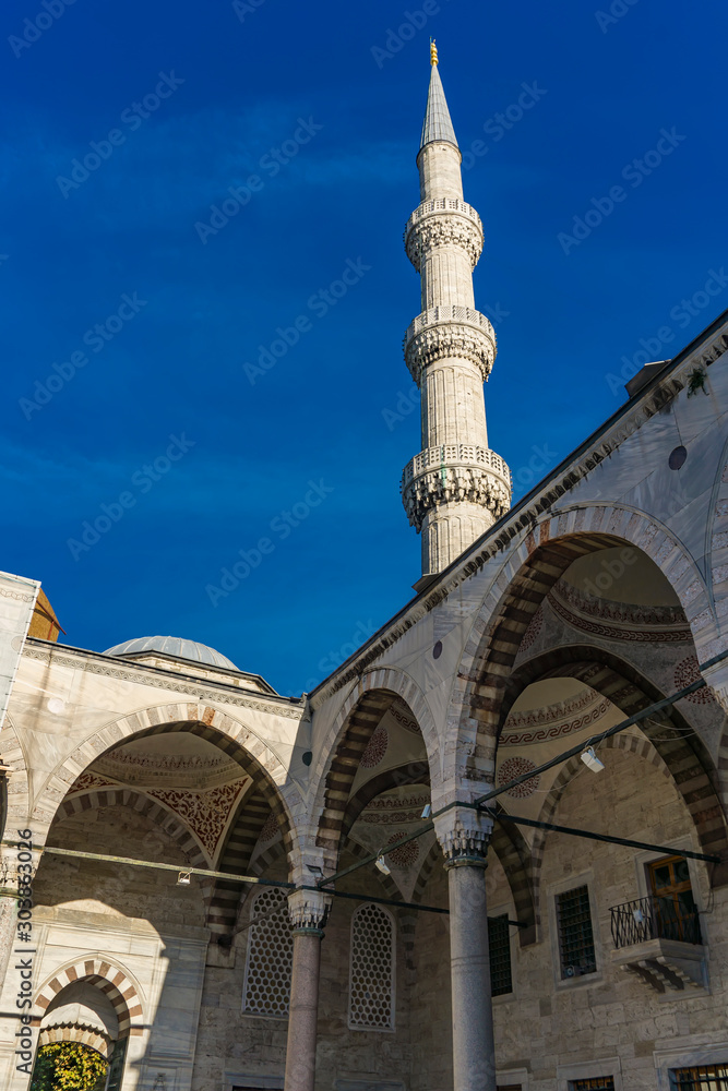 Suleymaniye mosque courtyard in Istanbul, Turkey
