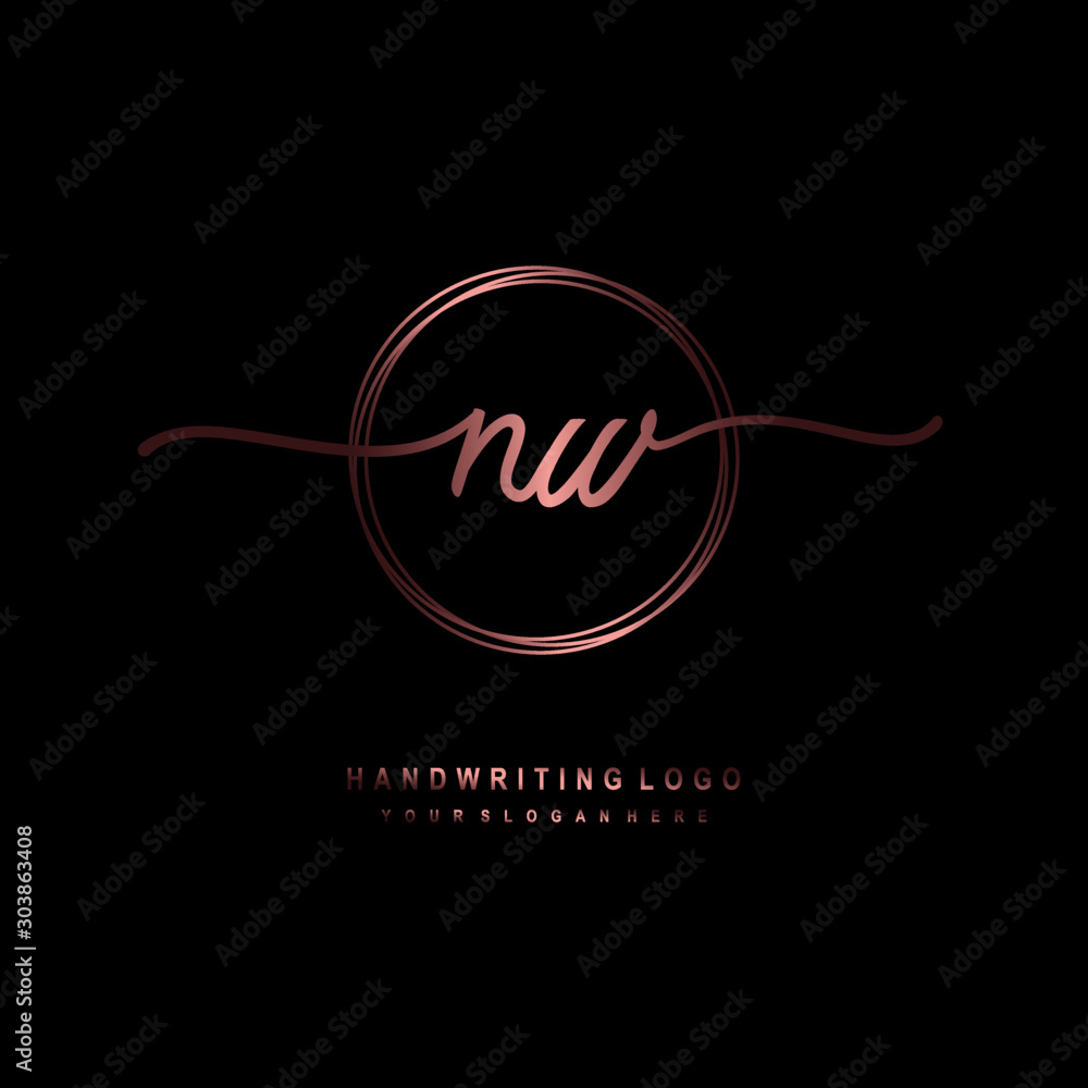 NW Initial handwriting logo design with circle lines dark pink gradation color. handwritten logo for fashion, beauty, team, wedding, luxury logo NW Initial handwriting logo design with circle lines dark pink gradation color. handwritten logo for fashion, beauty, team, wedding, luxury logo