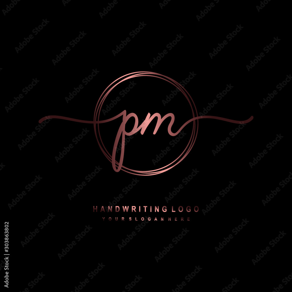 PM Initial handwriting logo design with circle lines dark pink gradation color. handwritten logo for fashion, beauty, team, wedding, luxury logo PM Initial handwriting logo design with circle lines dark pink gradation color. handwritten logo for fashion, beauty, team, wedding, luxury logo