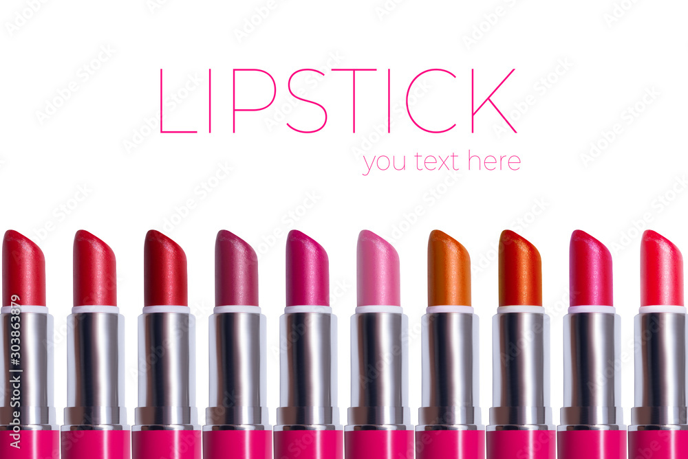 Set of beauty tools, nail polish, lip stick, copt space Set of beauty tools, nail polish, lip stick, copt space