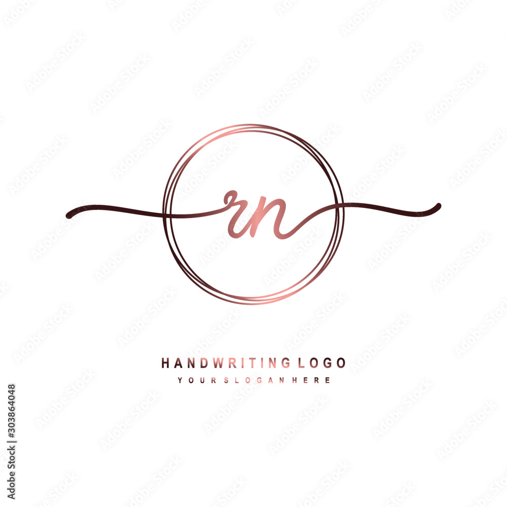 RN Initial handwriting logo design with circle lines dark pink gradation color. handwritten logo for fashion, beauty, team, wedding, luxury logo RN Initial handwriting logo design with circle lines dark pink gradation color. handwritten logo for fashion, beauty, team, wedding, luxury logo