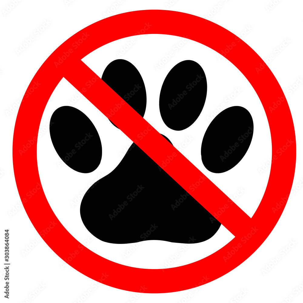 no dog paw icon on white background. flat style. no animal icon for your web site design, logo, app, UI. stop symbol. no dog paw sign. no dog paw icon on white background. flat style. no animal icon for your web site design, logo, app, UI. stop symbol. no dog paw sign.