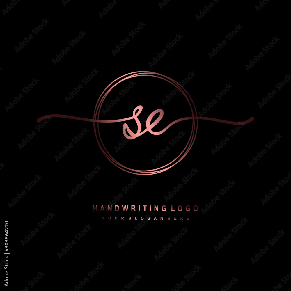 SE Initial handwriting logo design with circle lines dark pink gradation color. handwritten logo for fashion, beauty, team, wedding, luxury logo SE Initial handwriting logo design with circle lines dark pink gradation color. handwritten logo for fashion, beauty, team, wedding, luxury logo