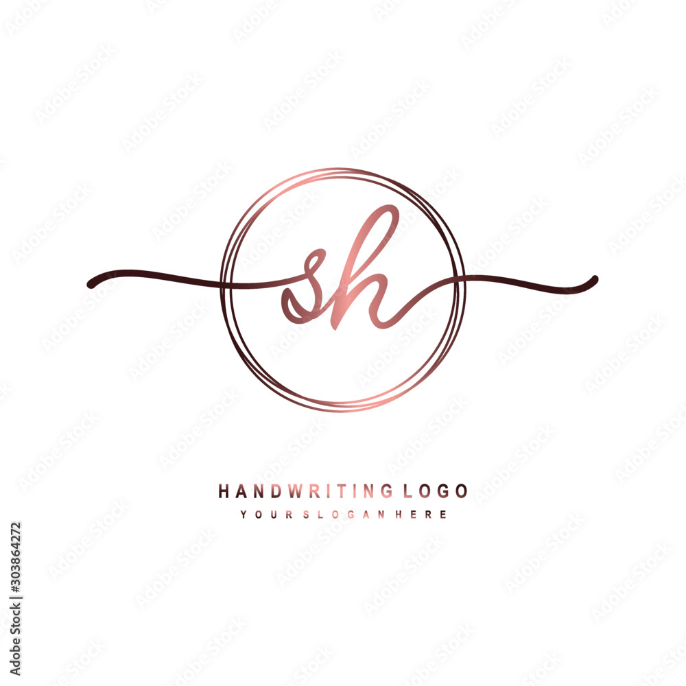 SH Initial handwriting logo design with circle lines dark pink gradation color. handwritten logo for fashion, beauty, team, wedding, luxury logo SH Initial handwriting logo design with circle lines dark pink gradation color. handwritten logo for fashion, beauty, team, wedding, luxury logo