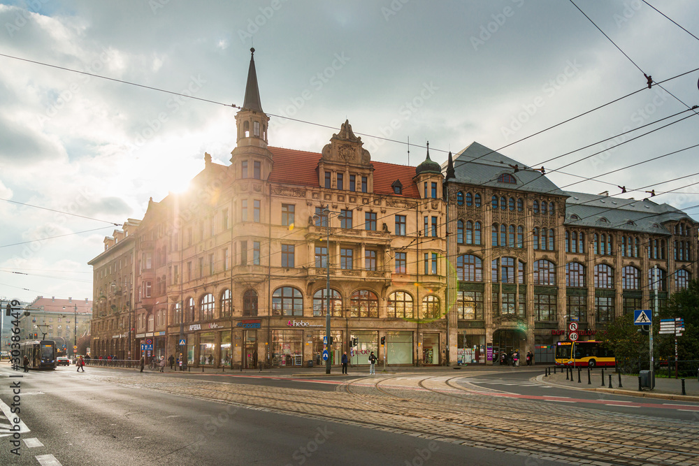 WROCLAW, POLAND - October 31, 2019: Street view of Old Town, wroclaw, Poland