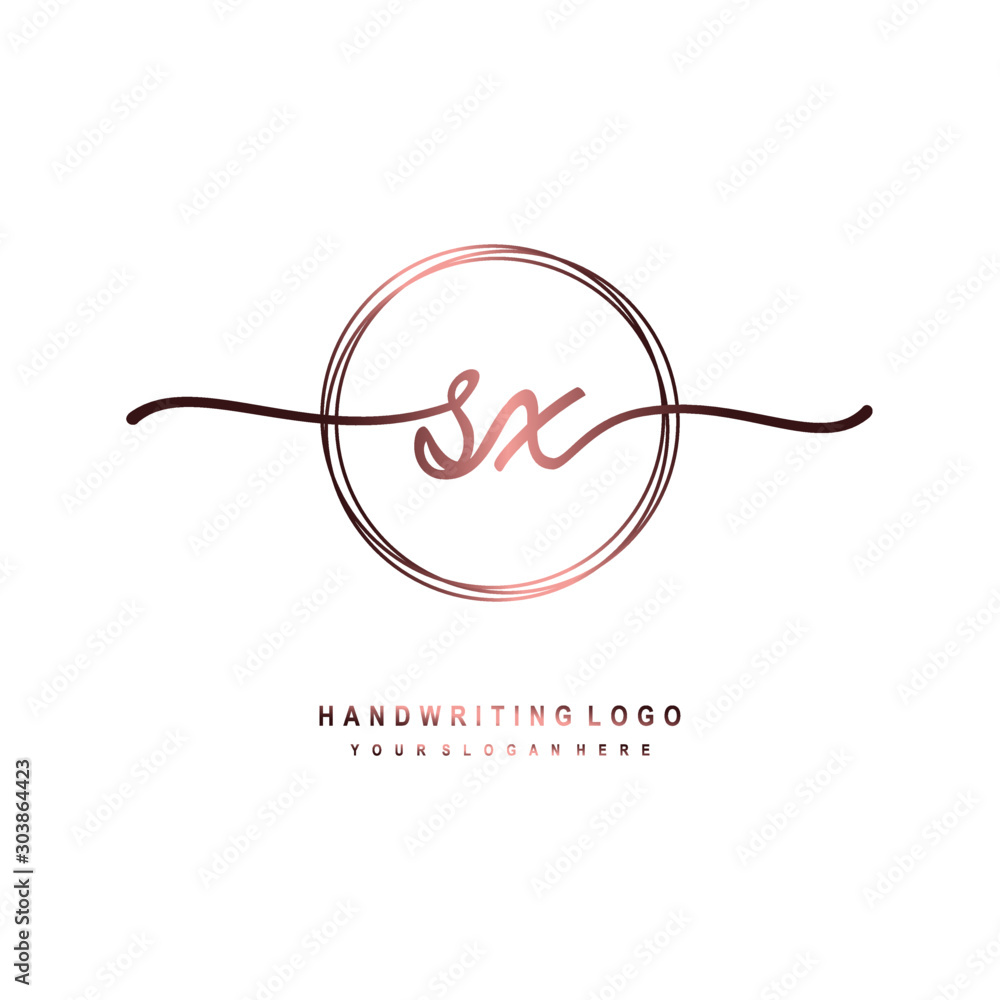 SX Initial handwriting logo design with circle lines dark pink gradation color. handwritten logo for fashion, beauty, team, wedding, luxury logo SX Initial handwriting logo design with circle lines dark pink gradation color. handwritten logo for fashion, beauty, team, wedding, luxury logo