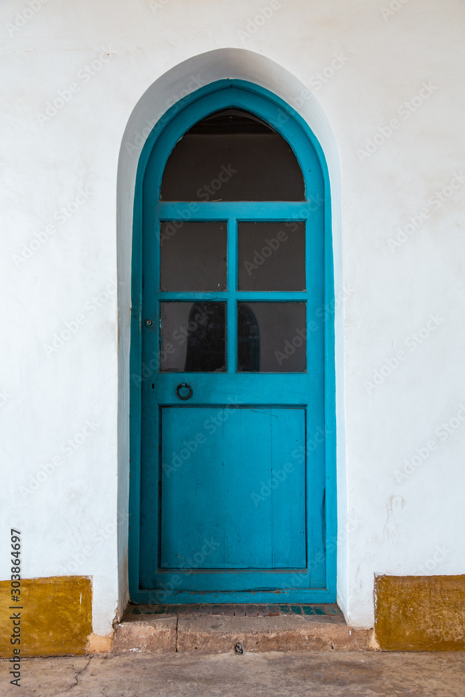view of a Moroccan blue door view of a Moroccan blue door