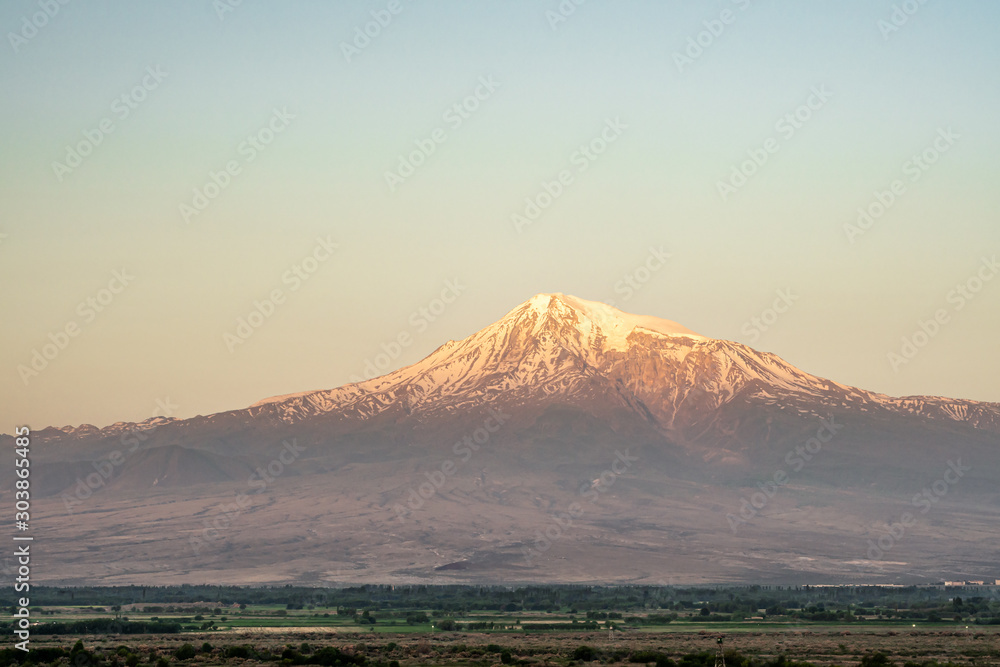 Highest peak in Turkey, Greater Ararat Mountain, in the morning