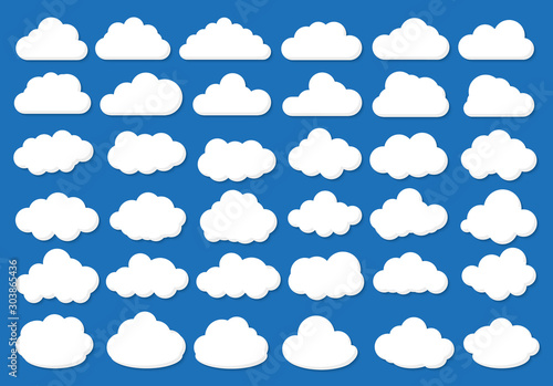 Сlouds flat icon set. Vector